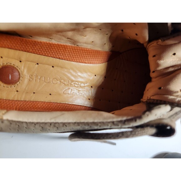 Clarke's Size 7M Structured Women's  Tan Comfort Leather Brushed Suede Ties - Picture 11 of 12